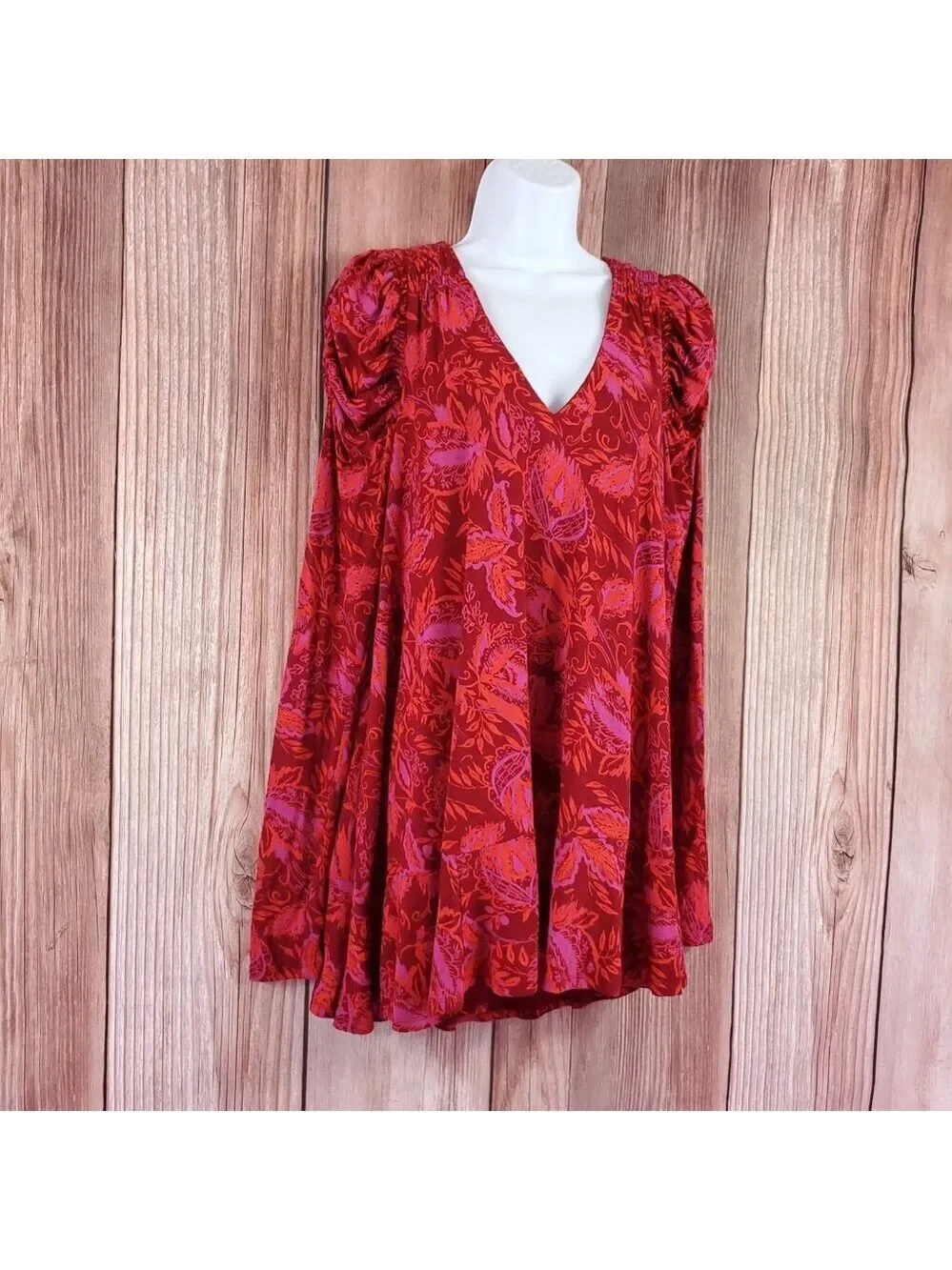Free People Womens Size XS Hello Lover Tunic Top Scarlett Combo Boho V-Neck